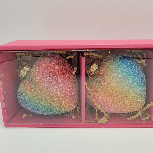 Isaac Mizrahi 4 Pack Rainbow Blown Glass Heart Ornaments - Picture 3 of 5
